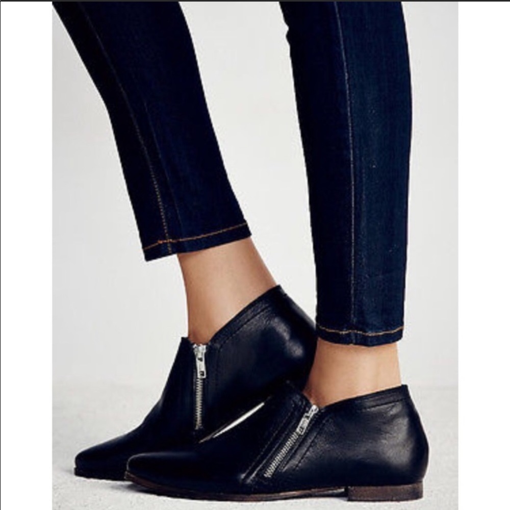 Booties: Free People In Sight Black Zipper Ankle Booties - New US Women Size 8